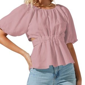 ASTR the label Women’s Vendetti Top w/ Cutouts and Back Tie, Sz Small, NWT